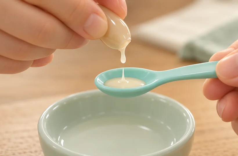 操作示意：挤出胶囊内容物